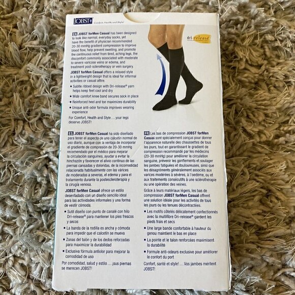 JOBST for Men Casual 20-30 mmHg Knee High Compression Socks Black Medium - Picture 3 of 5